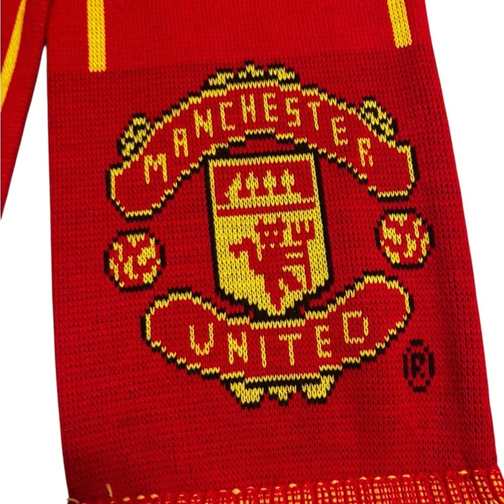 MANCHESTER UNITED red yellow WINTER SCARF 54 INCH long plus fringes SUPER C
